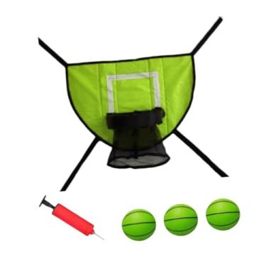 Imagem de menolana Acessório para cesta de basquete e trampolim com 3 mini bolas de basquete e 1 bomba para adultos crianças, Basquete Verde