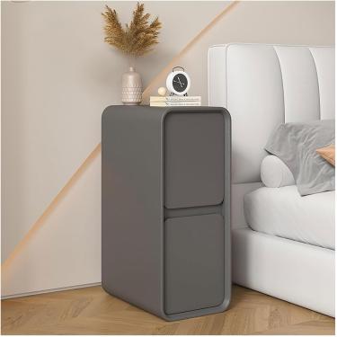 Imagem de Mesa De Cabeceira Estreita Com Gaveta De Armazenamento Mesa De Cabeceira Moderna De Madeira Maciça Pequena Mesa Final Slim Para Quarto Sala De Estar Sofá, Dark Gray, 30cm
