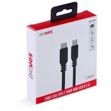 Imagem de Cabo Usb Tipo C Para Mini Usb B 2.0 1m Preto - Pucmbp-1