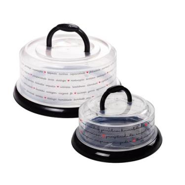 Imagem de Kit Boleira Suporte de Bolo Queijeira Porta Queijo Coração Com Tampa d