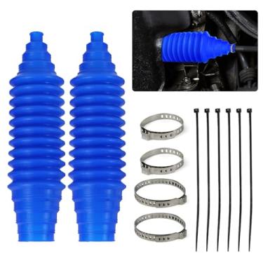 Imagem de Hbxdeco 2 peças de rack de carro e bota de pinhão, cremalheira de direção de silicone e pinhão, botas de fole de pinhão à prova de poeira com 6 abraçadeiras de cabo e 4 braçadeiras, bota de haste de