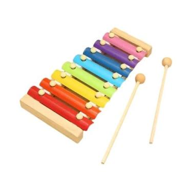 Imagem de Xilofone De Madeira Montessori Multicolorido, 8 Tons, Instrumento Musi