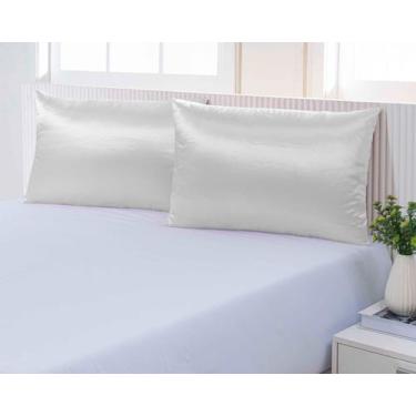 Imagem de Kit 02 Fronhas De Cetim Com Zíper Anti Frizz Macio 50cm x 70cm (01 Par