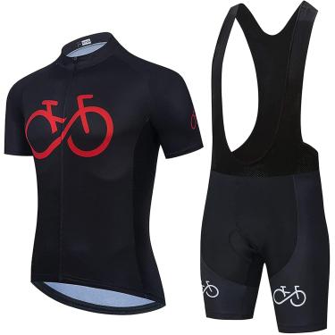 Imagem de Roupas Masculinas De Ciclismo Respirável De Secagem Rápida Manga Curta Camisa De Ciclismo Com 19d Gel Pad Bib Shorts Para Mtb Road Bike Ciclismo, Black1, L