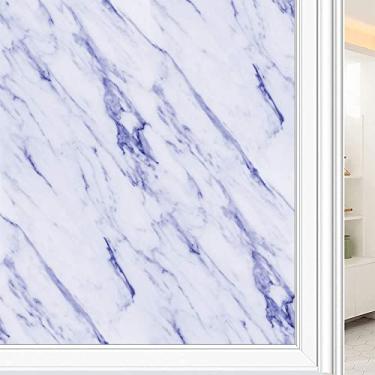 Imagem de Película de janela 3D de mármore, textura de estilo mármore, para porta de vidro, banheiro, sala de estar, L90 x C 190 cm