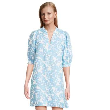 Imagem de Lilly Pulitzer Mialeigh manga cotovelo feminino linho, Jacaranda Blue Simply the Zest, 38