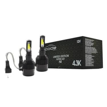 Imagem de Kit Super Led H4 12V 4300K Code Tech One 3200 Lúmens Branca Efeito Xen