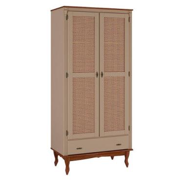 Imagem de Guarda-Roupa com 2 Portas com Rattan e 1 Gaveta de Madeira Veneza - 20