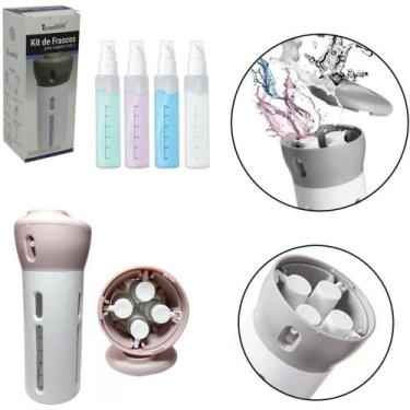 Imagem de Kit de frascos spray de plastico para viagem 4 em 1 com tampa 200ml na