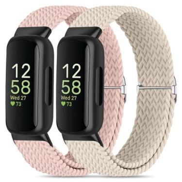 Imagem de Oanux Pulseira de reposição de nylon trançado elástico compatível com Fitbit Inspire 3/Fitbit Inspire 2, pulseira de reposição esportiva para mulheres e homens Inspire 3/2
