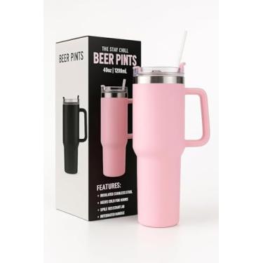 Imagem de Copo Térmico Inox 1,2 Litro com Tampa Antivazamento e Canudo –Cor Rosa