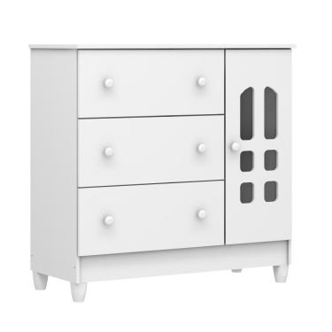 Imagem de Cômoda Infantil Carolina Baby Eloa com 3 Gavetas, 1 Porta e 1 Prateleira – 95cm de largura