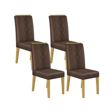 Imagem de Kit com 04 Cadeiras Yasmin Cedro Veludo Moca DJ Móveis