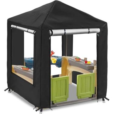 Imagem de LYBOSH Capa de Casinha de Brinquedo à Prova d'Água, Preta e Branca, para Step2 e Outras Marcas, 125,7 cm L x 125,7 cm P x 152,9 cm A