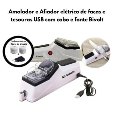 Imagem de Amolador Afiador Elétrico para Facas e Tesouras Multifuncional USB Biv