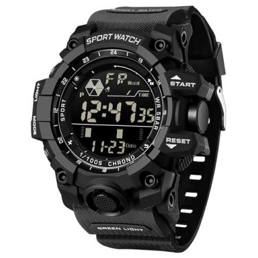 Imagem de findtime Relógio digital masculino militar grande alarme de rosto cronômetro tático à prova d'água relógio de pulso Relojes para Hombres relógios masculinos, Preto, relógio masculino