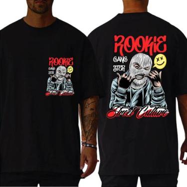 Imagem de Camiseta Masculina Oversized Unissex Camisa Gola Alta Algodão 30.1 Pre