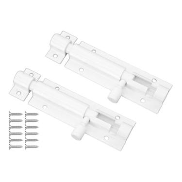 Imagem de bociloy 2 peças de trava deslizante de liga de alumínio branca de 7,6 cm, trava de segurança para serviço pesado, interior, exterior, janela, fecho, barril, parafuso deslizante, ferrolho de bloqueio