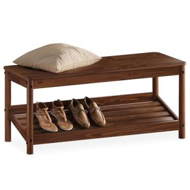 Imagem de IDIMEX Banco Sapateira Hall Entrada Madeira Quarto Castanho Apoana