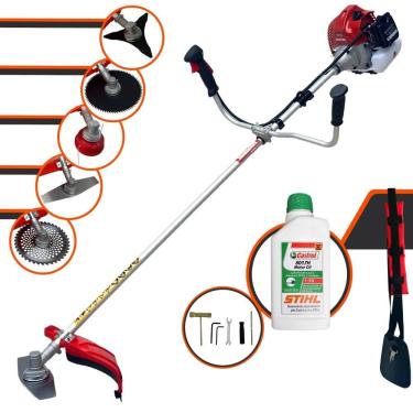 Imagem de Roçadeira Máquina de Corta Grama Kawashima BCJ620L À Gasolina 62cc 3HP 10.000rpm Multifuncional Completa Com 5 Opções de Cortes + ÓLEO STIHL 2 Tempos