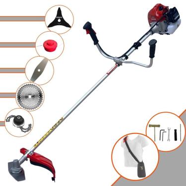 Imagem de Máquina de Cortar Grama Profissional À Gasolina Kawashima BCJ620L 2 Tempos 62cc 3HP 10.000rpm Roçadeira Completa Multifunções Com 5 Opções de Cortes