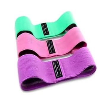 Imagem de Kit 3 Faixas Elásticas Hip Bands Antiderrapantes para Glúteos Pernas e Treino Funcional em Casa ou Academia
