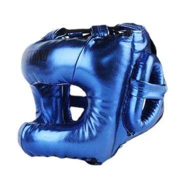 Imagem de YIJU Capacete de boxe Kickboxing Capacete macio para homens e mulheres leve Proteção de cabeça para treinamento de luta livre, Azul