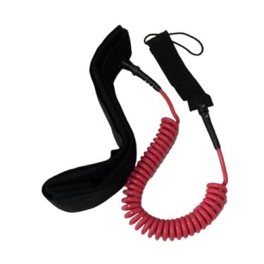 Imagem de YIJU Corda de tração em espiral para prancha de surfe, corda de tração em espiral para stand up paddle, acessórios de surfe de 10 pés para, longboard, Vermelho