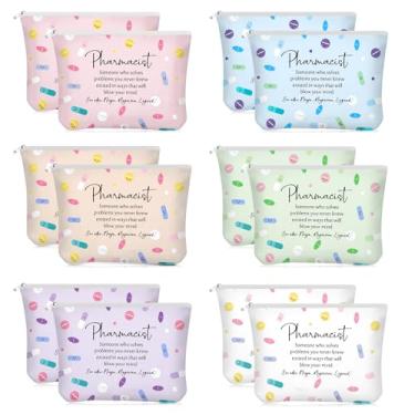 Imagem de Abbylike 12 peças de presentes de farmacêutico para mulheres, bolsas de maquiagem a granel para técnicos de farmácia, presentes inspiradores da semana da farmácia, presentes inspiradores para