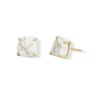 Imagem de Brinco Tarraxa Howlita - Cristal Natural, Banho Ouro 18k