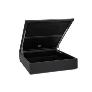 Imagem de Cama Box Baú Viúva Loja Xerife Sintético Cinza 41x128x188 - KSM Colchõ