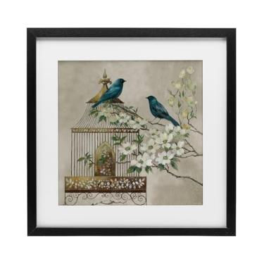 Imagem de Stupell Industries Impressão emoldurada Neutro Birdcage Menagerie preta sob vidro design por Elaine Vollherbst, 40,6 x 40,6 cm