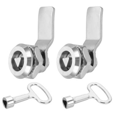 Imagem de PATIKIL Fechaduras tubulares, 2 peças, cilindro de 18 mm, trava triangular de aço inoxidável 304 com chaves para painel de 12 mm (0,47") de espessura para gavetas de armários elétricos, prata