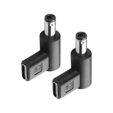 Imagem de GINTOOYUN 2 adaptadores USB C para CC 9V tipo C USB-C fêmea para DC 9V 5,5 x 2,5 mm adaptador de plugue PD emulador gatilho ângulo de 90 graus (9V)