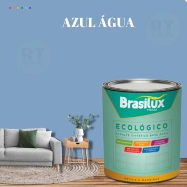 Imagem de Esmalte Sintético Brasilux Base Água Ecologico Cor Azul 800ML Brilhant