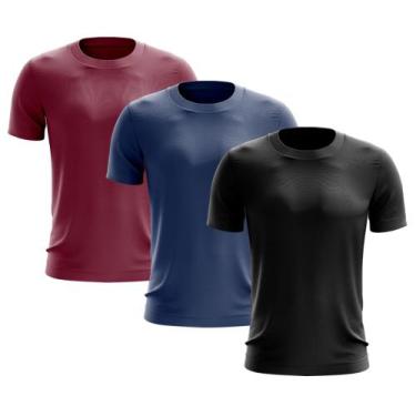 Imagem de Kit 3 Camisetas Masculina Manga Curta Dry Básica Lisa Proteção Solar U