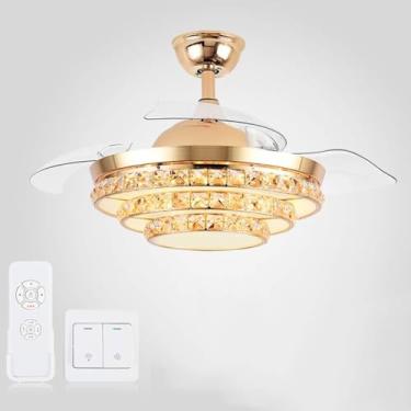 Imagem de Lustres De Ventilador De Cristal De Estilo Luxuoso, Ajuste De 3 Estágios, Ventilador Silencioso Ajustável Oculto. Quarto, Sala De Estar, Lustres, Ventiladores De Teto Com Luzes, 36