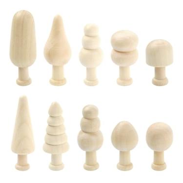 Imagem de UR URLIFEHALL 20 peças, 10 estilos, cogumelo de madeira inacabado, vários tamanhos, mini estatuetas de cogumelo sem pintura para projetos de artesanato de primavera verão DIY