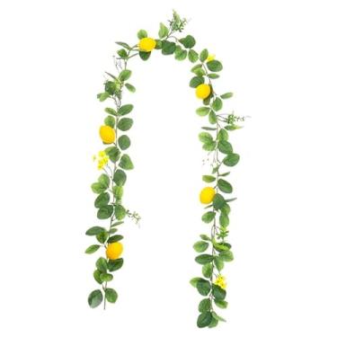 Imagem de XLWLLNJ Guirlanda de limão artificial, guirlanda de flores suspensas, frutas artificiais, flores artificiais, verde para escada, lareira de Páscoa, Style F