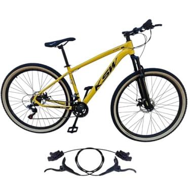 Imagem de Bicicleta Aro 29 Ksw Adulto 21 velocidades Suspensão Dianteira 80mm Pneu Faixa Amarelo Freio Hidraulico (AMARELO/PRETO, 15)
