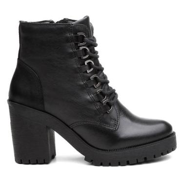 Imagem de Bota Coturno Feminina Tratorada Cadarço Cano Curto Bota Casual Confort