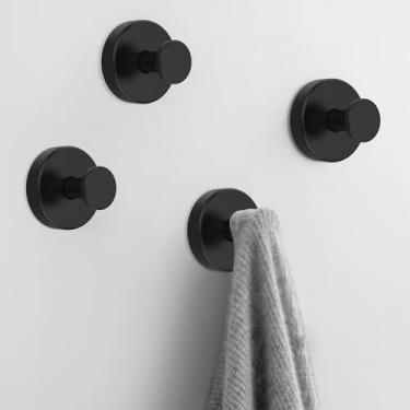 Imagem de XYDHQS 4 ganchos de ventosa, ganchos de ventosa à prova d'água de aço inoxidável para chuveiro, banheiro, portas de chuveiro de vidro, espelhos, comporta até 6,8 kg de gancho de ventosa (preto)