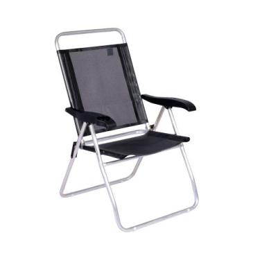 Imagem de Cadeira de Praia Reclinável Boreal com Porta-Copo Preta Mor