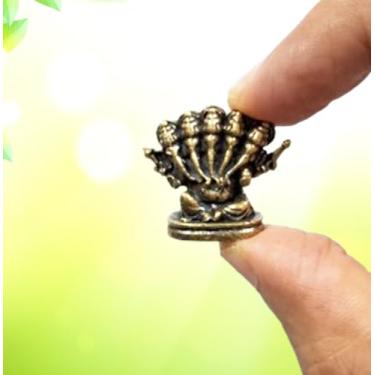 Imagem de Purpledip Ídolo de latão em miniatura raro Panchmukhi Ganesha, Avatar exclusivo de Ganapati com 5 faces: estátua colecionável com acabamento muito fino detalhado (12698Z12)