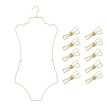 Imagem de Cabide de metal dourado dobrável para armazenamento de biquínis femininos, exibição de roupa de banho