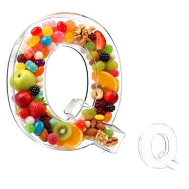 Imagem de Bandeja de charcutaria acrílica com alfabeto de 25,4 cm – recarregável, reutilizável, bandeja de servir para bolo e doces, decoração de festa de aniversário de aniversário (letra Q)