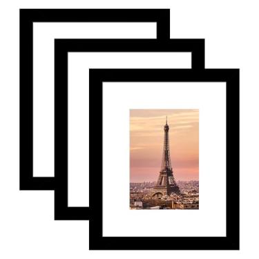 Imagem de YESKAY Porta-retrato 20 x 25 cm, pacote com 3 - moldura de pôster preta para exibição de imagens 13 x 17 com tapete ou 20 x 25 sem tapete para pendurar na parede horizontal e vertical