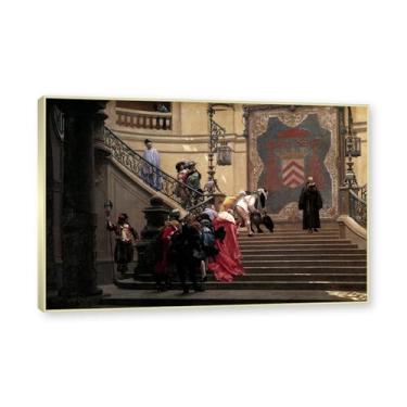 Imagem de NHLDZYH Moldura de champanhe. Pinturas a óleo famosas, (Eminência cinza) de Jean Leon Gerome, reprodução impressa em tela, arte de cenário para decoração de sala de estar. 40 x 60 cm - 15,8 x 23,7 pol