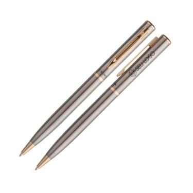 Imagem de Caneta Personalizada Presente Crown Capricci Luxo Esferográfica Nome Logo Gravação Laser (Prata)