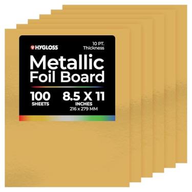 Imagem de Hygloss Folhas metálicas de cartolina – 100 folhas douradas foscas, 21,6 cm x 28 cm – Robusta 10 pt. – Papel metálico para artesanato, álbuns, pôsteres e decorações